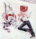  blood dead decapitation dirk_strider panel_redraw roxy_lalonde tweedvest watercolor 