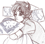  2016 admantist au blush body_pillow cronus_ampora dancestors fullres gills grayscale headshot hug kancro kankri_vantas lineart profile redrom scars shipping smoking solo starter_outfit wonk 