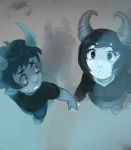  fake_horns high_angle hiveswap holding_hands indigonite joey_claire xefros_tritoh 