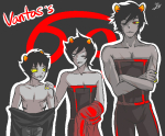  2014 ancestors dancestors dream_ghost fullres grubscars jaggy_lines kankri_vantas karkat_vantas lunaticjin no_shirt righteous_leggings scars sweat text the_sufferer vantases wonk zodiac_symbol 