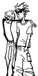 2023 arm_around_shoulder dave_strider dirk_strider fiendy fullres grayscale lineart