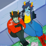 2021 alternate_hair amputation au chubstuck drug_use eyepatch fullres high_angle kanaya_maryam ri0tbreaker shipping sitting smoking spidermoth vriska_serket