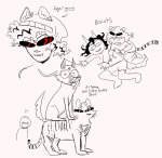  ! 2023 ? animal_ears animalstuck conceptofjoy dave_strider facial_hair hat highlight_color jade_harley lineart monochrome multiple_personas redrom shipping spacetime text 