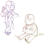  2017 arms_crossed biscuits deleted_source egg_timer eggs felt fullres lineart monochrome sitting sketch starter_outfit threeheadedhydra 