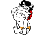  2023 babies biting dancestors dirk_strider fullres grayscale grubs highlight_color jaggy_lines kankri_vantas mompasaurus monochrome no_glasses sitting 