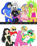  2011 3_in_the_morning_dress beta_kids black_squiddle_dress breath_aspect cavity_mode dave_strider fullres godtier grimdark heir jade_harley john_egbert kjunginger multiple_personas red_baseball_tee rose_lalonde rule63 text thorns_of_oglogoth trickster_mode warhammer_of_zillyhoo 