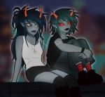  2026 alternate_hair body_modification casual fullres scourge_sisters shipping sitting skively terezi_pyrope vriska_serket 
