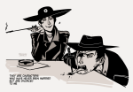  2022 blackrom blood bq eyepatch facial_hair fullres grayscale heart humanized impalement jack_noir knife monochrome queen_of_spades scars shipping smoking snowman spades_slick zzoupz 