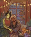  2025 bep3240 blush body_modification clouds fashion fullres kanaya_maryam pumpkin rain redrom rose_lalonde rosemary shipping sitting squiddles stars trees word_balloon 