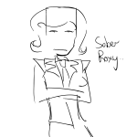  2026 arms_crossed au fashion formal fullres grayscale monochrome roxy_lalonde sketch solo text unhomelystuck 