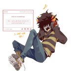  2026 casual dancestors fashion fullres image_manipulation lying mituna_captor no_hat solo text tiniming66 