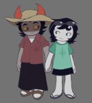  2026 butterzowie fashion fullres glasses_added hat hiveswap holding_hands jaggy_lines joey_claire redrom shipping star_crossed_romance xefros_tritoh 