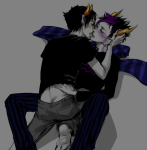  2011 blackrom blood blush broken_source eridan_ampora erisol fullres high_angle kelaruj kiss no_glasses shipping sollux_captor starter_outfit 