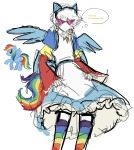 2025 animal_ears body_modification crossdressing dirk_strider fashion fullres image_manipulation muwwwsky my_little_pony rainbow sketch solo text thought_balloon 