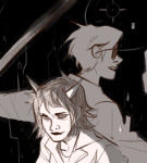  dave_strider fanfic_art grayscale no_glasses paperseverywhere sketch terezi_pyrope wip 