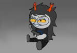  2022 babies fullres gun handgun jaggy_lines oblique_angle sitting solo starter_outfit vriska_serket weapon ymi 