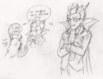 2012 apricots-from-nara arms_crossed au back_angle blush crying eridan_ampora fullres grayscale pencil school_uniform sketch text the_finger vriska_serket word_balloon