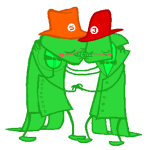 2012 arm_around_shoulder blush felt fin fullres holding_hands image_manipulation jaggy_lines kiss redrom seerofnight shark_bros shipping sprite_mode starter_outfit trace 
