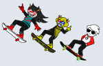  2026 dancestors dave_strider frigiddoctoratus fullres image_manipulation jaggy_lines latula_pyrope mituna_captor red_baseball_tee scribble_mode skateboard starter_outfit the_finger unreal_air 