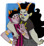  arm_around_shoulder bloodswap blush body_modification feferi_peixes freckled-king no_glasses psionics queen_bee request rule63 shipping sollux_captor 