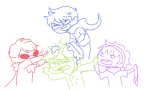  beta_kids breath_aspect dave_strider deleted_source dogtier food godtier heir jade_harley john_egbert knight light_aspect lineart my-friend-the-frog rose_lalonde seer space_aspect time_aspect witch 