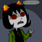 2011 animated babinani drug_use emoticon fullres headshot jaggy_lines nepeta_leijon no_hat solo starter_outfit text word_balloon