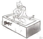  2011 bathing bathtub blood dubcon equius_zahhak fullres grayscale lusus meowrails monochrome nepeta_leijon no_hat palerom pounce_de_leon shipping sketch starter_outfit strife sweat vanillavalerian 