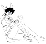  2026 animal_ears beverage fashion formal fullres grayscale highlight_color john_egbert minjingkun monochrome profile sitting sketch solo 