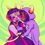  atissi blush fake_horns heart heiresses_sans_parent hiveswap joey_claire kiss redrom request shipping trizza_tethis 