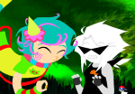  2026 alternate_hair blackoutbruh clouds dirk_strider food fullres heart jaggy_lines land_of_mounds_and_xenon midair neorails noncon redrom roxy_lalonde rule63 shipping squarewave strong_tanktop trickster_mode 