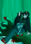  dogtier godtier jade_harley karkat_vantas kats_and_dogs land_of_frost_and_frogs near_kiss redrom reverse-mermaid shipping smiling_karkat witch 