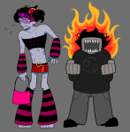  2026 alternate_hair blush crossdressing eridan_ampora fire fullres gills grubscars heart karkat_vantas march_eridan pitushenka starter_outfit sweat 