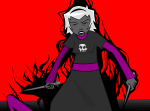  2026 black_squiddle_dress fuckkrat fullres grimdark jaggy_lines panel_redraw rose_lalonde solo thorns_of_oglogoth weapon 