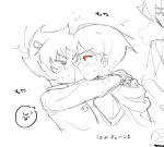 2025 blush dave_strider fullres godtier grayscale highlight_color hug karkat_vantas knight language:japanese monochrome ohmynyah red_knight_district redrom shipping sketch starter_outfit sweat text time_aspect