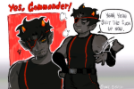  2025 candy_timeline eyepatch facial_hair fullres headshot homestuck:_beyond_canon karkat_vantas onlysushicat punished_outfit scars solo text word_balloon 