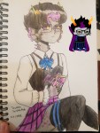  2022 crossdressing eridan_ampora fashion fullres gills pencil phone solo sprite_mode tavana-tavananh 