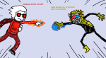 2015 dancestors dave_strider fire fullres godtier jaggy_lines knight mituna_captor naruto parody psionics sailorbeefcake scribble_mode starter_outfit strife text the_finger time_aspect
