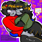  2024 blush chubstuck dancestors dream_ghost emoticon fullres heart hug jaggy_lines kankri_vantas meulin_leijon meulin_rouge redrom shipping skyzahhak stars starter_outfit text wonk word_balloon 