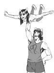  carrying cheesydicks equius_zahhak grayscale musclestuck nepeta_leijon no_shirt source_needed sourcing_attempted wut 