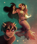  2015 2spooky aradia_megido dead_aradia fullres half_ghost midair no_glasses shipping sollux_captor starter_outfit timsel-kun 
