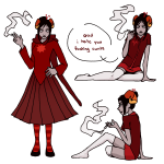  2022 damara_megido dancestors dream_ghost drug_use fullres godtier jaggy_lines multiple_personas smoking starter_outfit superhater text time_aspect witch word_balloon 