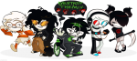 2025 beta_kids cradoii dave_strider eridan_ampora fullres gamzee_makara jade_harley jaggy_lines john_egbert karkat_vantas rose_lalonde scythe sitting smiling_eridan sollux_captor speculative_design text vriska_serket weapon wheelchair word_balloon