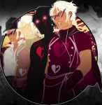  2019 body_modification brain_ghost_dirk bro dirk_strider facial_hair fancytier freckles fullres godtier headphones heart_aspect humanized lil_hal multiple_personas prince redrosesrot scars silhouette starter_outfit 