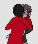 2012 ancest awkwardgaysex back_angle blush dancestors fullres hatemarriage kankri_vantas karkat_vantas kiss redrom shipping starter_outfit vantases