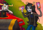  2011 artificial_limb boonbucks boondollars eyepatch fullres land_of_maps_and_treasure liralicia panel_redraw rocket_car starter_outfit tavros_nitram vriska_serket 