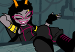  2023 body_modification candy_timeline dancestors fullres homestuck:_beyond_canon jaggy_lines little_miss_condescension_suit meenah_peixes panel_redraw ring_of_life seaverity sitting solo 