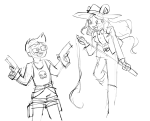  2025 aradia_megido caligvlasaqvarivm crossover fedora fullres grayscale hat indiana_jones jake_english lineart midair ram_page tomb_raider twin_m9_berettas whip 