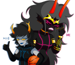  2025 ancestors aranea_serket body_modification dancestors frigiddoctoratus fullres her_imperious_condescension image_manipulation jaggy_lines mindfang_dress no_glasses ring_of_life silhouette sports text the_finger thumbs_up transparent 