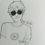  dave_strider grayscale headshot sketch solo starter_outfit turtle-demon 