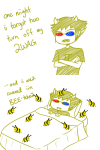  2012 arms_crossed bed bees comic covered_in_bitches fullres lemurly lying meme monochrome punstuck sollux_captor solo starter_outfit text 